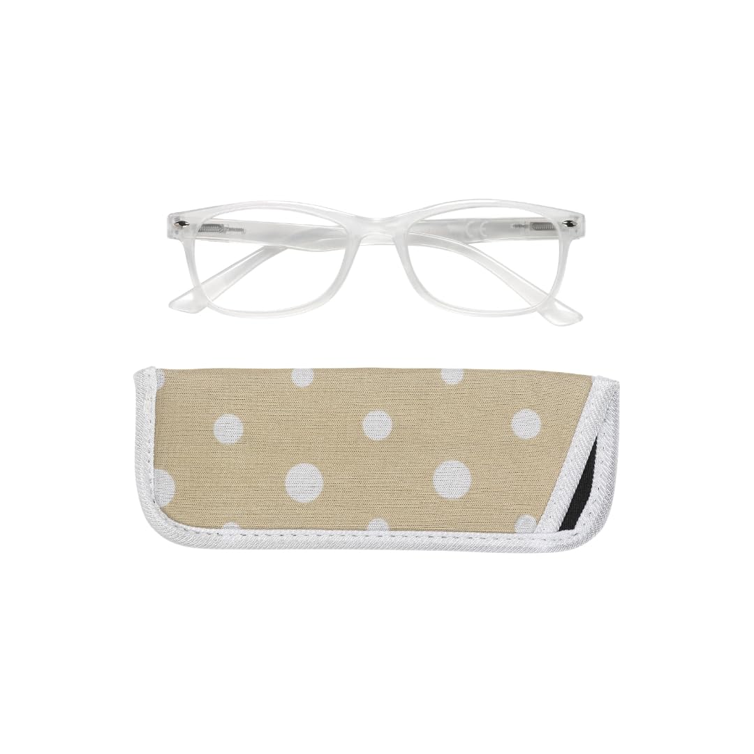 Manicare Reading Glasses For Men And Women, Comfortable Lightweight With Strong Comfort Flex Hinges, Anti-Glare Lenses, Transparent Rimmed Frames With Glasses Pouch, +3 Strength