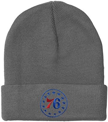 AmandaPop Philadelphia Embroidery Skull 76ers Secondary Beanie Knit Cap Hat Light Gray