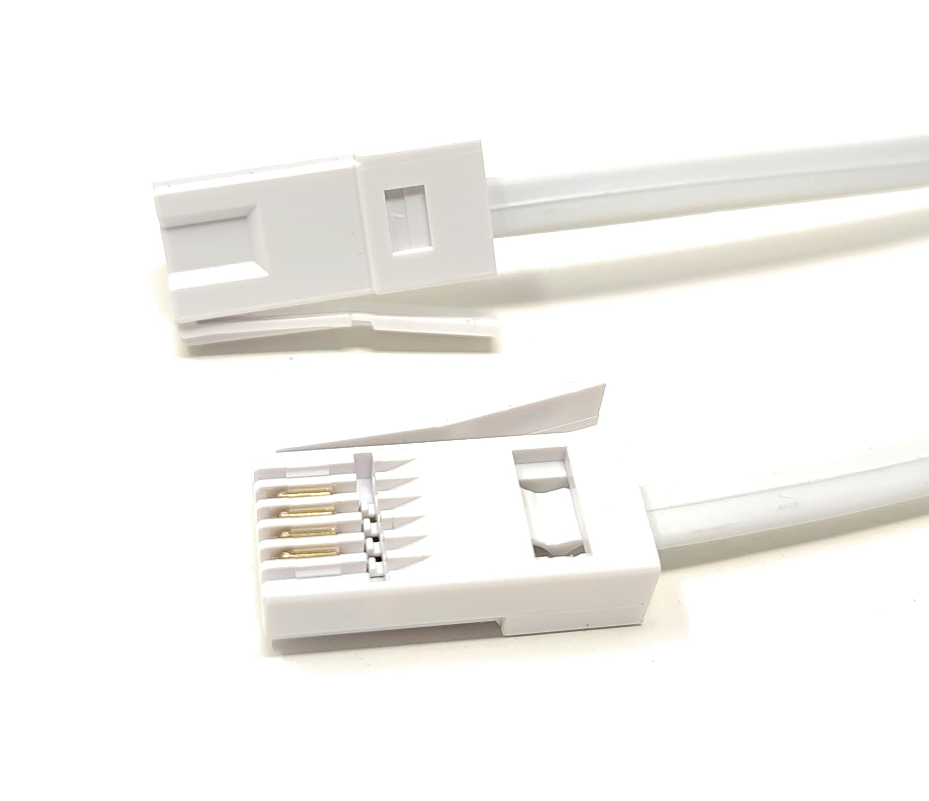 MainCore 2m BT to BT Telephone Cable – 4-Wire 431A Flat Male-to-Male Phone Lead for Landline, Modem, Fax & ADSL Broadband (White, 2m)