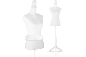 OUTREE Female Mannequin Torso Stand with White Torso Cover, Manikin Body with Adjustable Tripod Stand for Clothing, Sewing, Jewelry Display and Photography