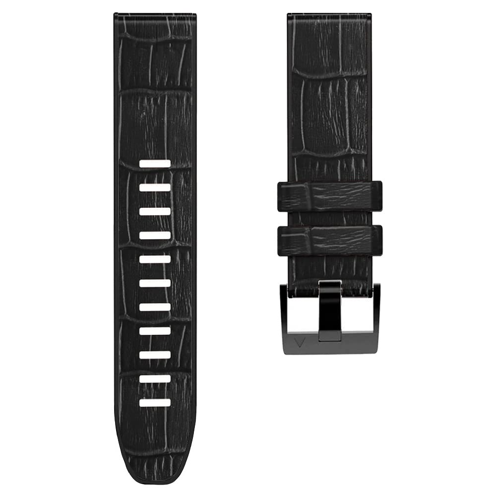 Fleshy Leaf 22mm Band Compatible for Garmin Fenix 7,Fenix 6,Fenix 6 Pro,Fenix 5,Fenix 5 Plus,Approach S60 S62,Forerunner 935 945,Wristband Soft Leather Hybrid TPU Silicone Strap (Black)