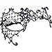 Signstek Glossy Metal Filigree Phantom Half Eye Mask for Venetian Masquerade, Black/Blue Stones
