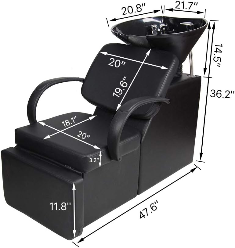 Polar Aurora Adjustable Shampoo Barber Backwash Chair Salon&Spa Barber Chair ABS Plastic Bowl Sink Unit Station Beauty Spa Salon Equipment: Kitchen & Dining