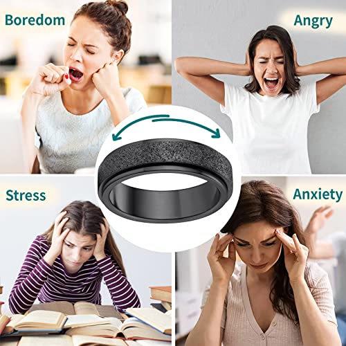 Supcare Black Spinner Ring Women Stainless Steel