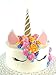 Handmade Unicorn Birthday Cake Topper Decoration - Double Sided Glitter Stock (Gold)