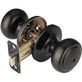 NCSEN Matt Black Door Knob, Coastal Style for Bedroom &amp; Bathroom | Stainless Steel, Turn Lock for Privacy