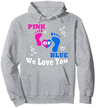 Unisex Funny Pink Or Blue We Love You Hoodie Baby Gender Reveal Tee Small Heather Grey
