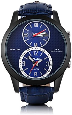 PALADA Men's Analog Sport Wrist Watch Dual Quartz Movement Blue Band with Blue Dial Watches for Men