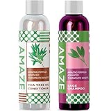 Sage Shampoo and Tea Tree Oil Conditioner Set for All Natural Anti-Dandruff Hair Care with Pure Essential Oils for Healthy Scalp and Hair Growth Gentle Repair Formula Helps Relieve Itching and Flaking