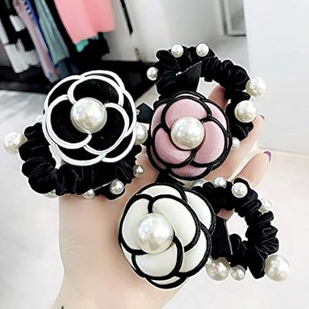 Amazon 3色セット カメリアヘアゴムシュシュパール付き高級感あふれる ノーブランド品 ヘアゴム 通販