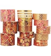 YUBX Gold Washi Tape Set VSCO Folie Dekoratives Masking Tape Klebeband Bunt für DIY Handwerk Bullet Journals Planer Scrapbooking Verpackung (Black Gold 10