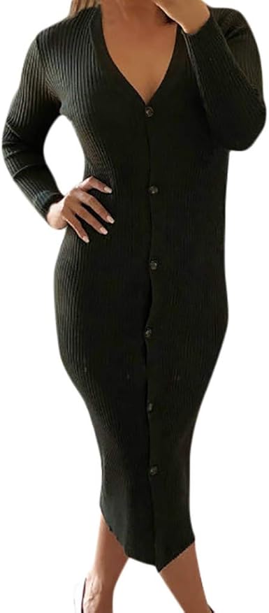 long button down sweater dress