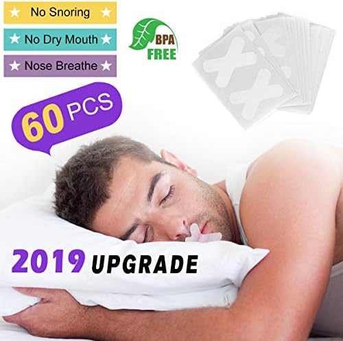 [2019 Version] Sleep Strips, 60 Packs Advanced Gentle Mouth Tape for Nose Breathing, Anti Snore Mouth Strips Instant Snore Relief Stop Snoring Solution Device Better Sleep Less Mouth Breathe