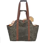 Namvo Waxed Canvas Log Tote Bag Firewood Carrier Holder Indoor Fireplace Hearth view 7