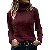 Langwyqu Womens' Turtleneck Long Sleeve Cable Knit Sweaters