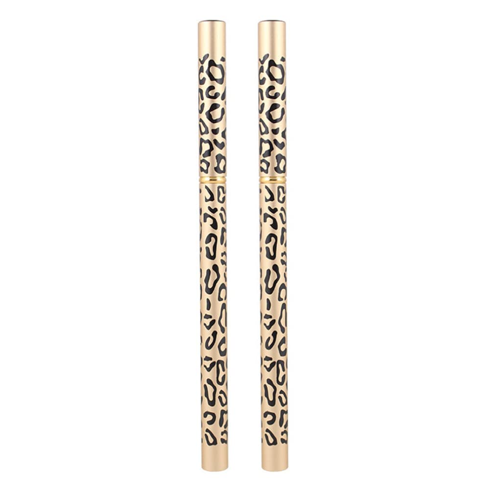 Minkissy Smudgeproof Eyebrown 2pcs Leopard Eyebrow Pencil Eyebrow Pencil Wooden Eyebrow Pencil Makeup Cosmetic Tool (Dark Coffee) Waterproof Eyebrow