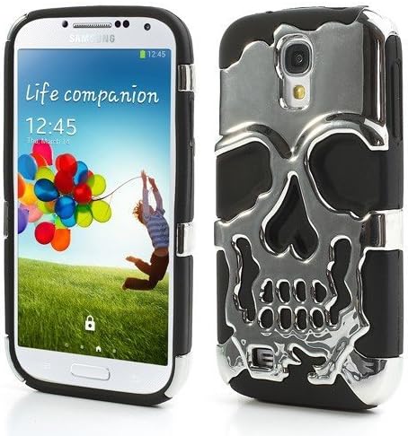 Silicone Case / Cover for Samsung Galaxy S4 - HARD SKULL Black / Chrome Skull Cool Skin Protective Case Cover Shell GT-I9505 / GT-I9500, Galaxy S4 + LTE / GT-I9506