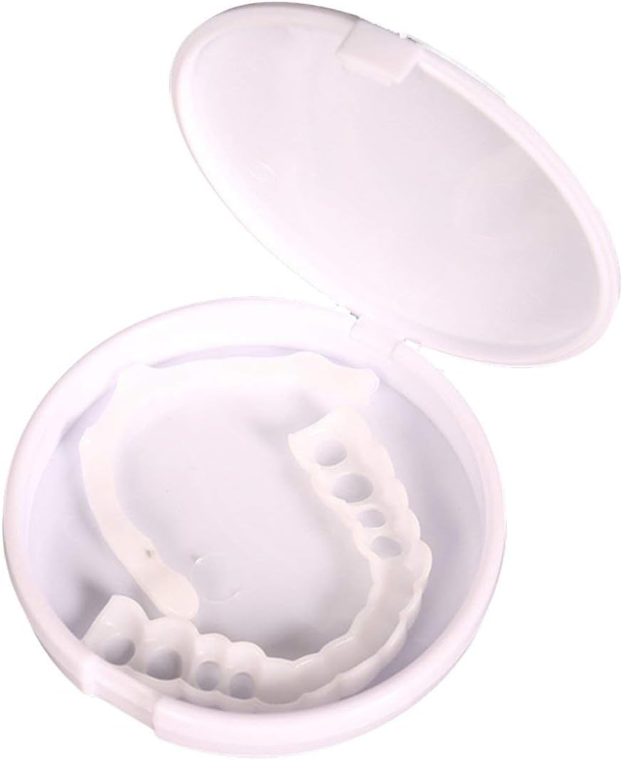Silicone Cosmetic Snap On Instant Perfect Smile Comfort Fit Flex Teeth Veneers Denture for Top and Bottom Teeth (White) Jasnyfall
