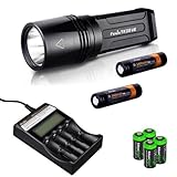 FENIX TK35 Ultimate Edition 2015 version (TK35UE) 2000 Lumen CREE XHP 50 LED Tactical Flashlight with 2 X Fenix ARB-L2S 3400mAh 18650 Li-ion rechargeable batteries, Fenix ARE-C2 advanced digital battery charger, 4 X EdisonBright CR123A Lithium batteries, Holster & Lanyard bundle