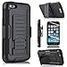 iPhone 5C Case, Starshop [Heavy Duty] Dual Layers Kickstand Case With [Premium Screen Protector Included] and Locking Belt Clip (Black)