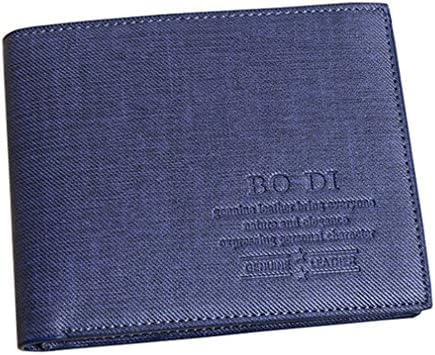 Lonson Card Case Leather Money Holders Pocket Wallet (Blue)