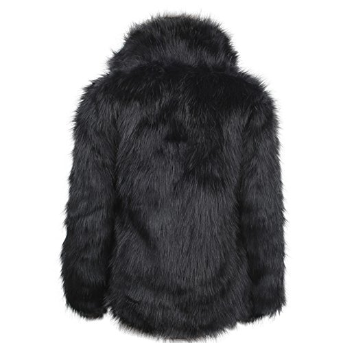 Zicac Men's Long Sleeve Faux Fur Jacket Hook & Eye Closed Luxury Coat