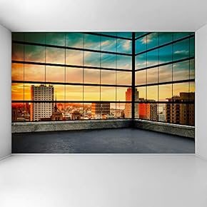 Wall Mural 3D Cityscape Removable Wallpaper Wall Sticker for Bedroom Living Room - 66x96 inches