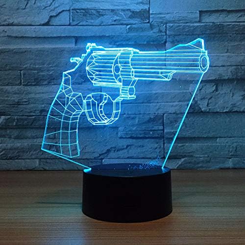 Wangzj Night Light for Kids 3D Illusion Night Light/7 Colors Optical Illusion Touch Control Lights/Holidays Gifts/Revolver Gun [Energy Class A++]