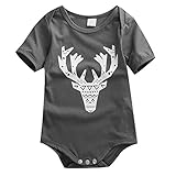 Baby Boys Short Sleeve Deer Head Cotton Romper One-piece Bodysuit
