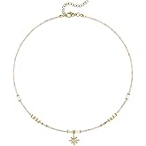 KissYan Beaded Choker Necklace for Women, Colorful Natural Gemstones Pearl Choker 14K Gold Plated Pendant Healing Crystal Necklace Handmade Stone Jewelry Gift