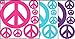 Girls Wall Decals Room Decor Stickers Peace & Love (Peace Sign)