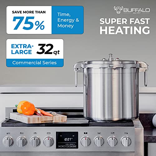 Buffalo 32 Quart Stainless Steel Pressure Cooker Extra Large Canning
