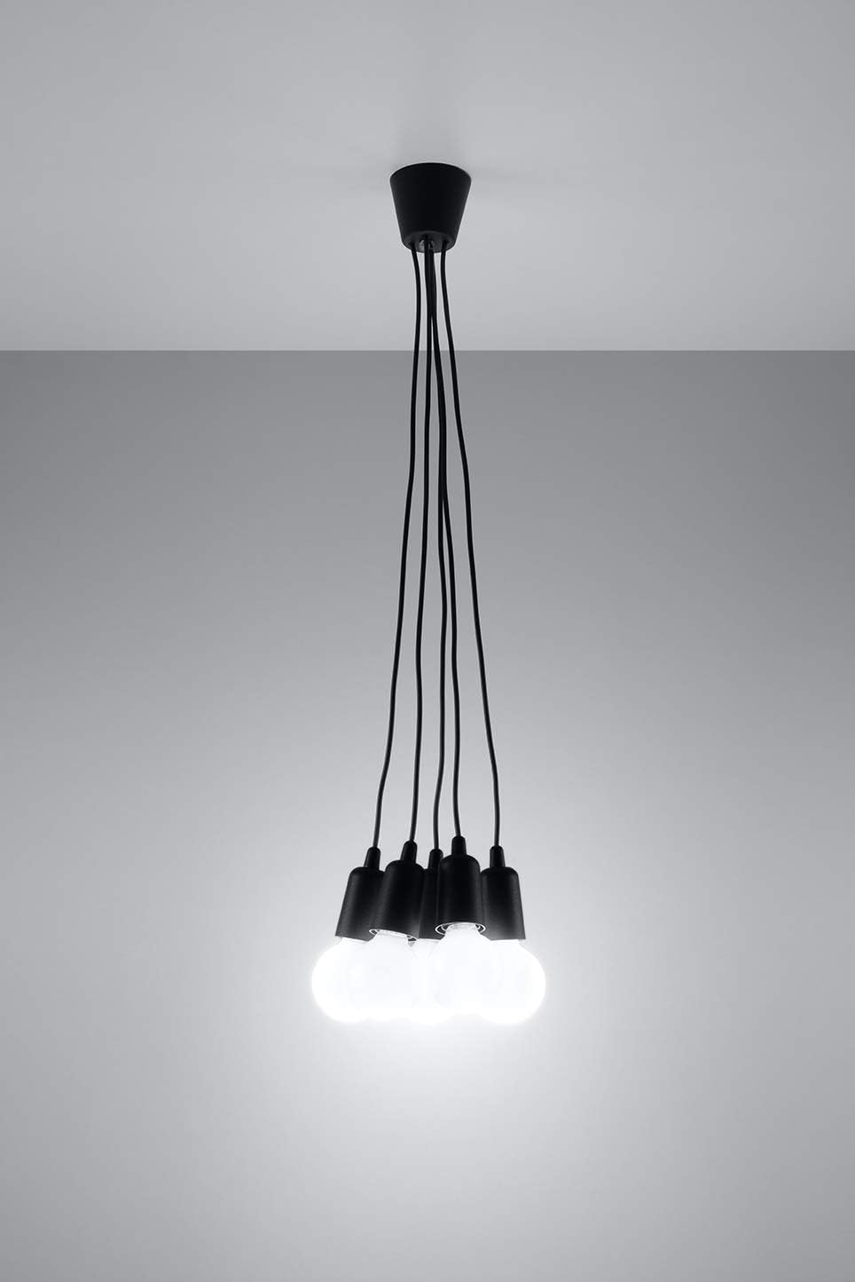 SOLLUX Pendant Lamp Diego Unique Design Without Lampshade Minimalist Lighting Minimalist Lighting LED Bulb for 5 Bulbs Black - Image 4