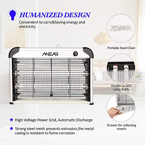 2 Pack Electric Bug Zapper,ANEAR Insect Killer with 20W 2400V Power