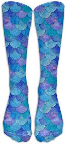 Mermaid Scale Colorful Cartoon Stripe Knee Socks Women Sports Novelty Cosplay Over Knee Long Tube Compression Socks