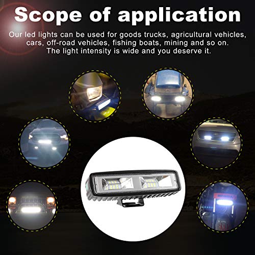 AAIWA LED Light Bar, 6 Inch Led Pods 36W Off Road Lights Flood Driving Fog Lights, Led Work Light Bar for Truck SUV ATV Jeep Boat - Thumbnail 5