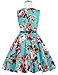 Girl's Knee-Length Floral Round Neck Vintage 50's Summer Ball Dresses 11~12Yrs K250-1