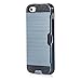 iPhone 5S, iPhone 5, Dual-layer Heavy Duty Matte Rugged Protective Cover Case with Credit Card Slot Holder for Apple iPhone 5 iPhone 5S by Cazle (Navy)