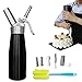 Whipped Cream Dispenser Cream Whipper - Whipping Siphon Whip Cream Maker Aluminum 1 Pint Stainless Steel Tips Bonus Recipe Ebook Cleaning Brushes Animato Black