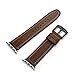 Elobeth iWatch Band Series 4 44mm Genuine Leather Replacement Watchband Crazy Horse Double Lines with Secure Metal Clasp Buckle Compatible Apple Watch 4 44mm/ 42mm Brown