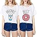 JINT Best Friends Tshirt 2-Pack Women Donut and Coffee BFF Matching Cute Shirt Cartoon Tops Funny Tees by (Best-S+Friends-S)