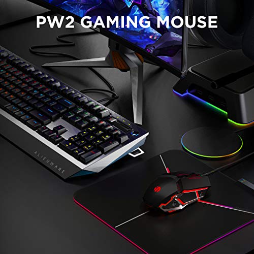 Mouse Gaming Silenzioso, Inphic 4800DPI Mouse da Gioco Ottico USB con Cavo, Regolazione 5 DPI, 6 Pulsanti Programmabili, 7 LED RGB con peso extra per i giocatori, PC Laptop Mac, Nero