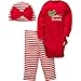 Gerber Baby Girls' 3-Piece Bodysuit, Pant and Cap Set, Santa Favorite, 0-3 Months