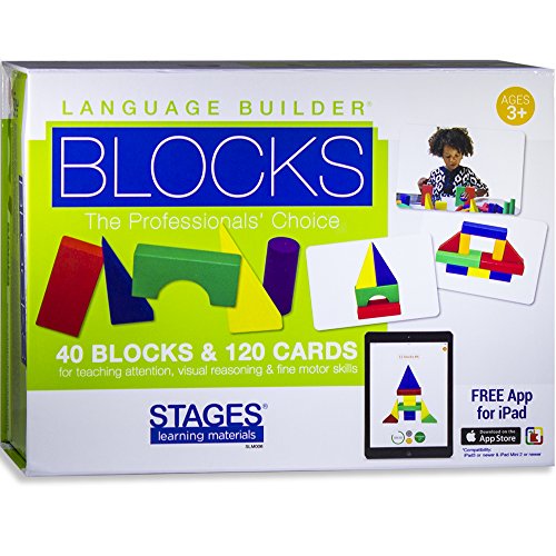 Stages Learning Materials Language Builder Block Imitation Kit  Curriculum for Autism & Preschool  120 Pretend Play Flashcards, 40 Wood Blocks, iPad App - Thumbnail 3