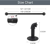 Qlfyuu Industrial Curtain Pole Black Extendable 110-210cm view 5