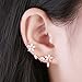 Chicinside Cubic Zirconia Flower Branch Ear Cuff Pins Stud Earrings Gold Tone