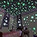 FECEDY Blue 300pcs Plastic 3D Stars Glow in The Dark Fluorescent Wall Stickers Decal for Baby Kids Room