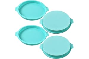 Newk Silicone Round Cake Mold, 4 Packs 8 Inch Silicone Disc Like Mold for Layer Cakes, Cheese Cakes, Rainbow Cakes and Resin Coasters – 8”