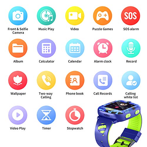 Fitonme Kinderen Smartwatch Telefoon, Kinderen Horloge Telefoon met SOS Muziekspel Videogesprek 2camera 6spel slim… - Afbeelding 3