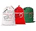 KEFAN 3 Pack Christmas Bag Santa Sack, Canvas Storage Bag for Gifts Wrapping with Drawstrings Large Size 27.5